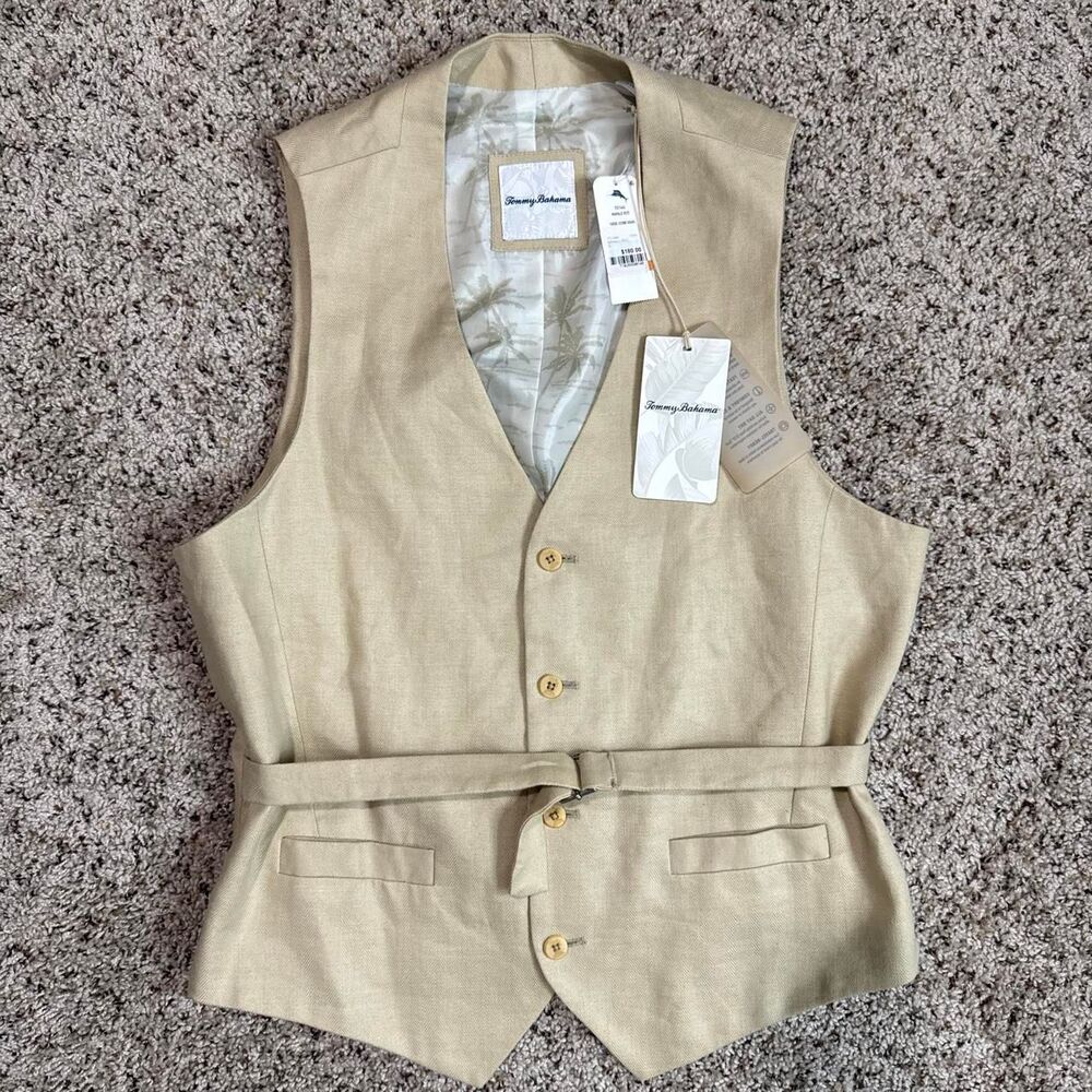 Tommy-bahama Men's Cream and Tan Vest